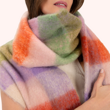 ladies checked scarf orange lilac green