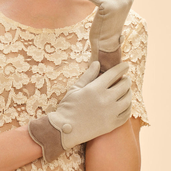 Powder Pandora Suede Gloves - Cream