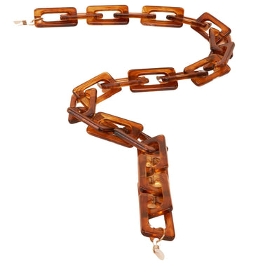 Powder Rectangle Block Sunglasses Chain - Tortoiseshell