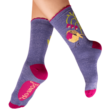 Powder Robin Red Breast Glitter Ankle Socks