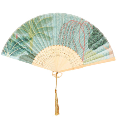 Powder Secret Paradise Aqua Satin Hand Fan