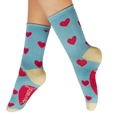 Powder Hearts Ladies Ankle Socks - Denim