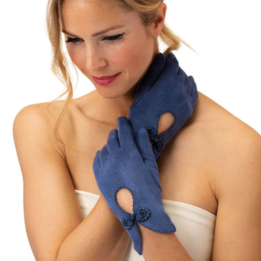 Powder Suki Faux Suede Gloves - Navy