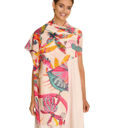 Powder Tropical Paradise Cotton Scarf