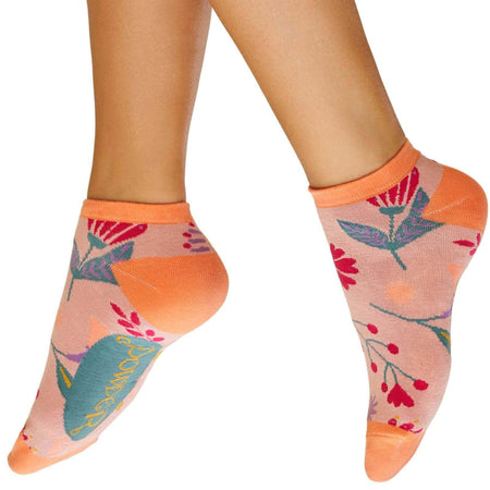 Powder Water Colour Flowers Ladies Trainer Socks