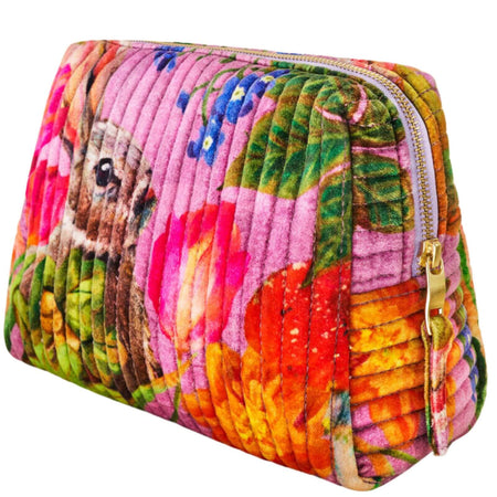 Powder Whimsical Woodland Quilted Printed Velvet Wash Bag