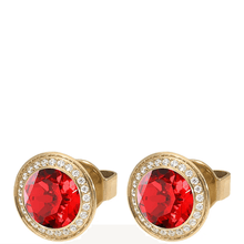 qudo-9mm-tondo-deluxe-gold-stud-earrings-scarlet-red