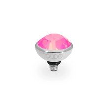 Pink gem ring topper with 'QUDO' branding on a white background