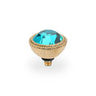 Qudo Fabero 11mm Gold Topper - Blue Zircon