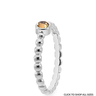 Qudo Matino Deluxe Silver Ring - Light Smoked Topaz