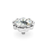 A silver-toned flower-shaped bezel setting with a faceted clear crystal gemstone, shown on a plain white background.