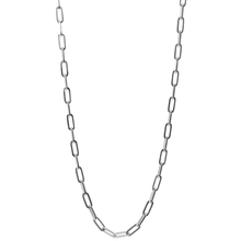 Silver chain necklace on a white background