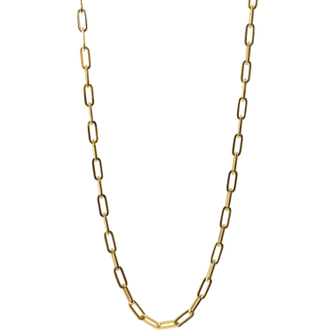 Gold chain necklace on a white background