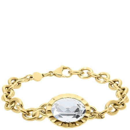 Qudo Tivola Gold Chunky Link Bracelet - Clear Crystal