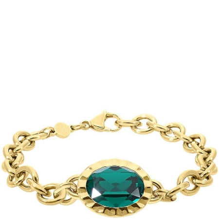 Qudo Tivola Gold Chunky Link Bracelet - Emerald