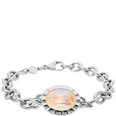 Qudo Tivola Silver Chunky Link Bracelet - Ivory Cream Delite