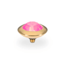 Decorative pink gem and gold base on a white background