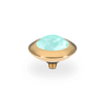 Decorative gold base and teal gem for a ring on a white background