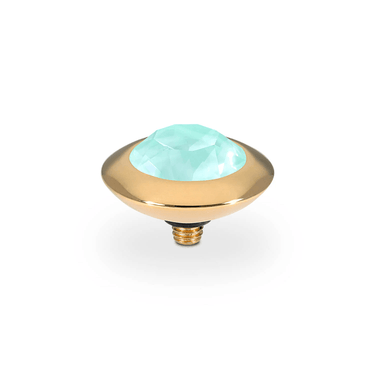 Decorative gold base and teal gem for a ring on a white background
