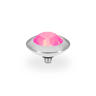 Jewelry component with pink gemstone and silver base on a white background