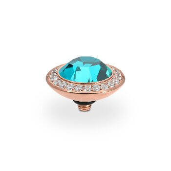 Qudo Tondo Deluxe 13mm Rose Gold Topper - Blue Zircon