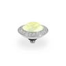 Decorative knob with a yellow gemstone and crystal trim on a white background