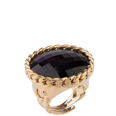 Rebecca Cocktail Gold Chunky Circular Ring - Purple