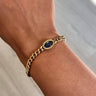 Rebecca Cocktail Gold Chunky Link Oval Bracelet - Dark Blue