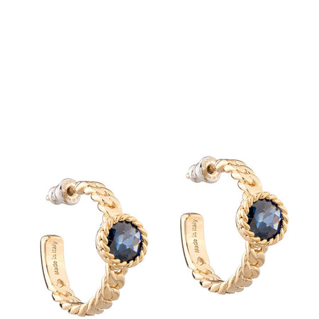 Rebecca Cocktail Gold Circular Hoop Earrings - Dark Blue