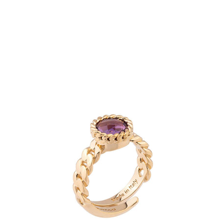 Rebecca Cocktail Gold Circular Ring - Purple