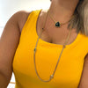 Rebecca Cocktail Gold Curb Chain Necklace - Emerald Green