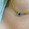 Rebecca Cocktail Gold Curb Chain Triangle Necklace - Dark Blue