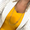 Rebecca Cocktail Gold Large Link Long Length Chain Necklace
