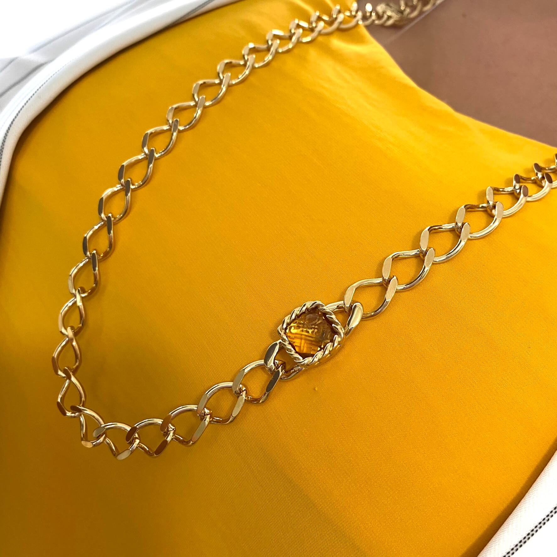 Rebecca Cocktail Gold Large Link Long Length Chain Necklace – Bejeweled ...