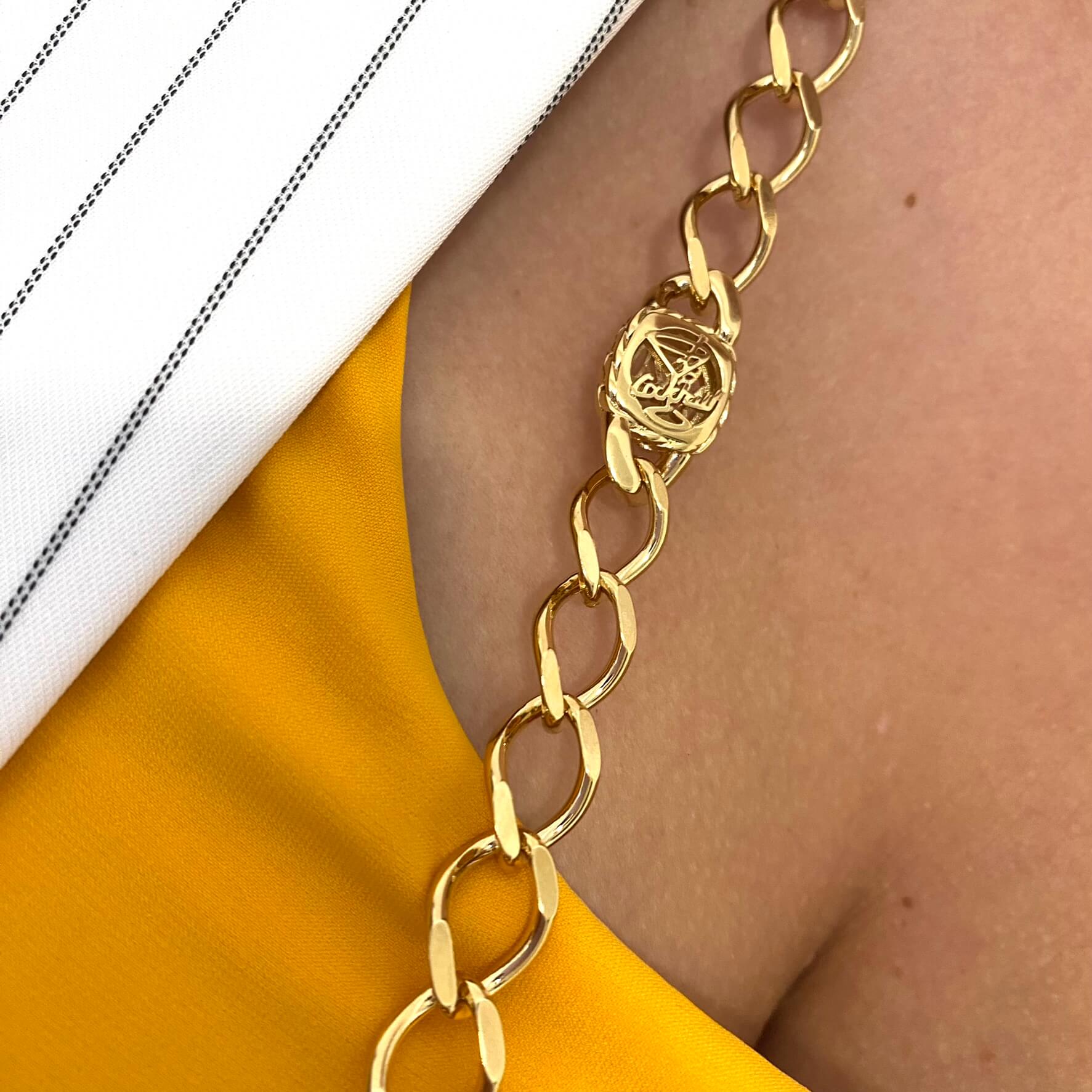 Rebecca Cocktail Gold Large Link Long Length Chain Necklace – Bejeweled ...