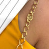 Rebecca Cocktail Gold Large Link Long Length Chain Necklace