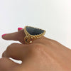 Rebecca Cocktail Gold Large Triangle Ring - Emerald Green