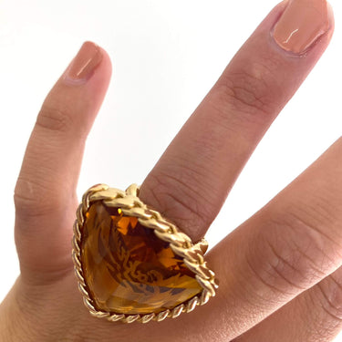 Rebecca Cocktail Gold Large Triangle Ring - Golden