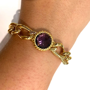 Rebecca Cocktail Gold Oval Link Circular Bracelet - Purple