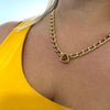 Rebecca Cocktail Gold Small Triangle Oval Link Necklace - Golden