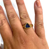 Rebecca Cocktail Gold Triangle Ring - Dark Blue