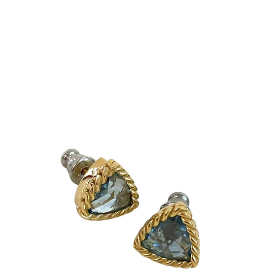 Rebecca Cockatail Gold Triangle Stud Earrings - Light Blue