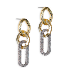 Rebecca Diva Crystal Gold & Silver Linked Drop Earrings