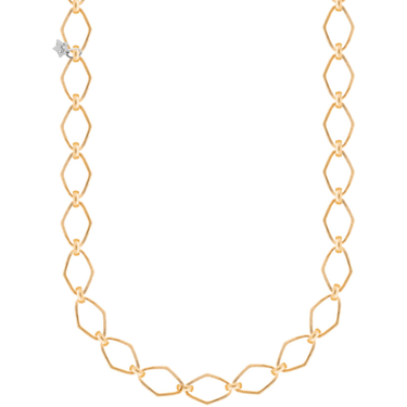 Gold chain necklace on a white background