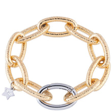 rebecca-diva-gold-textured-oval-link-bracelet-silver-clasp
