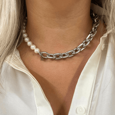 rebecca-diva-silver-chunky-oval-link-pearl-necklace