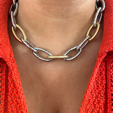 rebecca-diva-two-tone-diamond-cut-gold-textured-oval-link-necklace