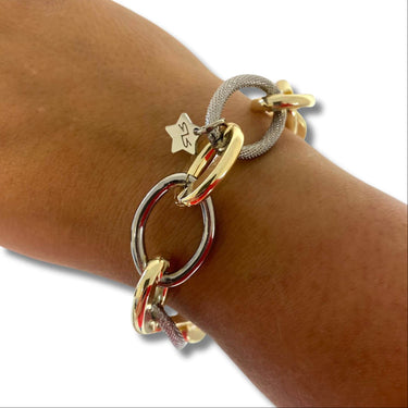 rebecca-diva-two-tone-smooth-oval-link-textured-link-bracelet