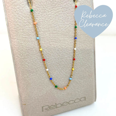 Rebecca Gold Multi Bead Necklace