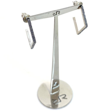 Rebecca Jolie Silver Black Diamond Powder Angular Hoop Earrings